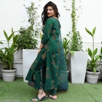 Jaipuri Gold Print Dupatta set (Green) - L