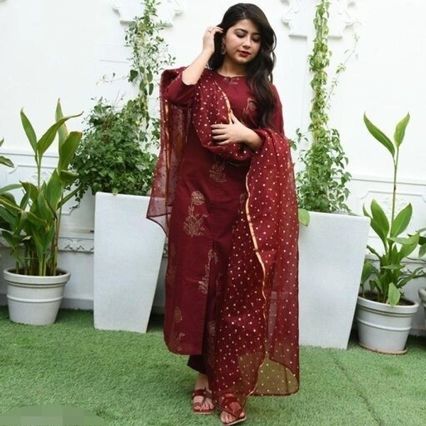 Kanishka Fashions  Premium Heavy Rayon   Kurti and  pant with Dupatta  - XL