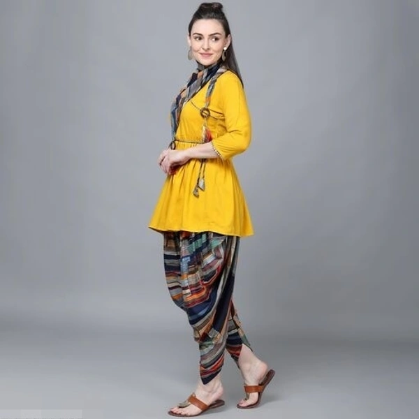 Jambu Creation Women's Dhoti and Kurti set with Scarf - L