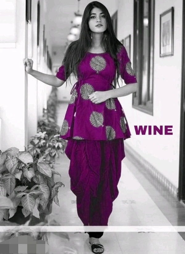 Women's Printed Anarkali Kurta with Dhoti Pants - XL