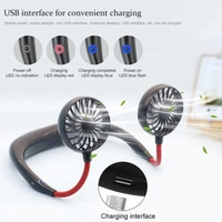 WONIRY Portable USB Battery Rechargeable Hands-Free Headphone Design Wearable Neckband Personal Mini Fan with Dual Wind Head for Traveling Outdoor Office Room (Multicolor)