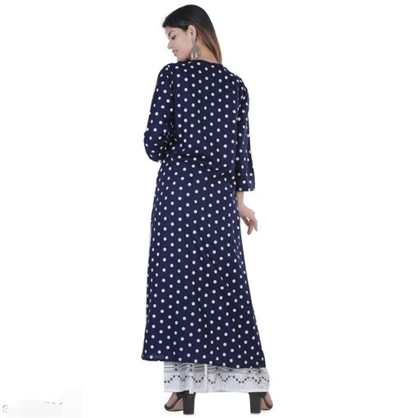 Women Rayon Straight Embellished Long Kurti With Palazzos - S