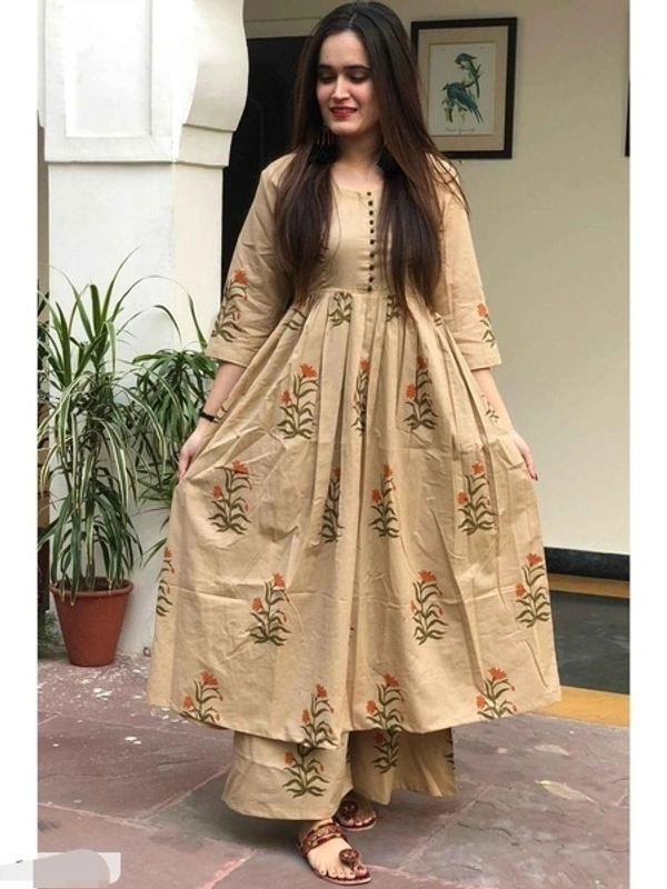  Pretty Cotton Hand Block Print Palazzo Set - M