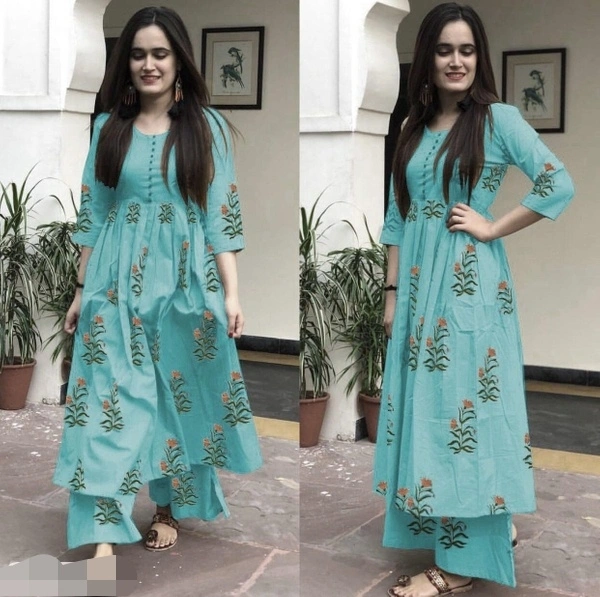  Pretty Cotton Hand Block Print Palazzo Set - XXL