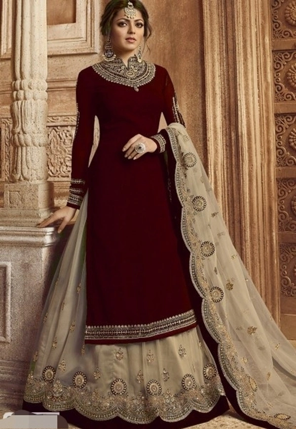 Ethnic Faux Women Georgette With Embroidery WorkNavratri Dress Material/Suit