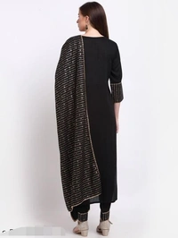 GoSriki Black Color Cotton Blend Kurti, Bottom with Dupatta (LUPIN-BLACK) - XXL