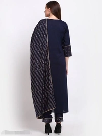  GoSriki Blue Color Cotton Blend Kurti, Bottom with Dupatta (LUPIN-BLUE) - XXL