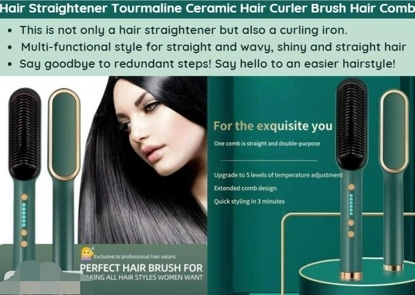  Professional Hair Straightener Tourmaline Ceramic Hair Curler Brush Hair 