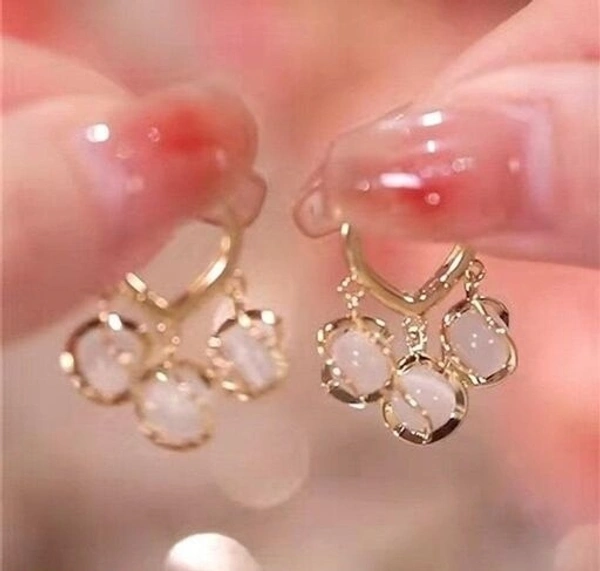 Arzonai Design sense opal stone ball ear buckle light luxury niche high-end earrings female 2022 new trendy exquisite earrings
