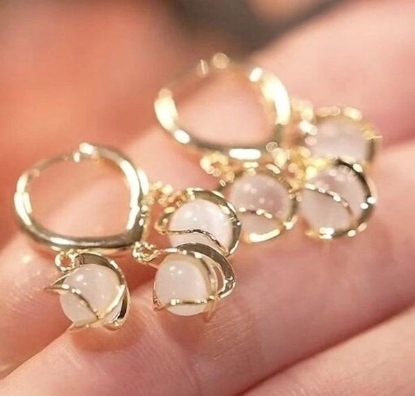 Arzonai Design sense opal stone ball ear buckle light luxury niche high-end earrings female 2022 new trendy exquisite earrings