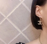 Arzonai Double C earrings 2022 new trendy micro-inlaid cold wind earrings female 925 sterling silver needle full diamond Korean earrings