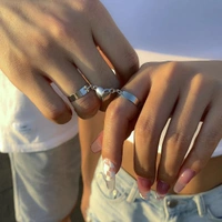 Arzonai 2pcs Silver Couple Magnet Heart Ring for women and Girls
