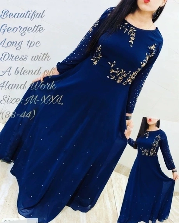 Stunning Embroidered Georgette Party Wear Kurti - XL