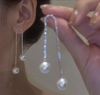 Arzonai  rhinestone tassel geometric earrings high-end long ear line earrings female 