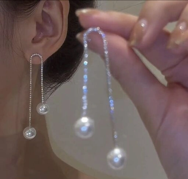 Arzonai  rhinestone tassel geometric earrings high-end long ear line earrings female 