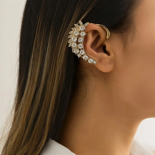 Arzonai 1Pcs jewelry Sweet and cool geometric rhinestones without pierced earrings Cold and trendy all-match niche earrings
