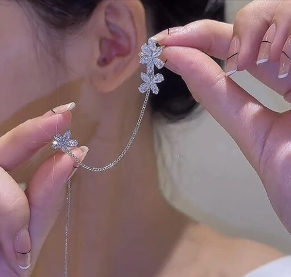 Arzonai New Silver Studded Crystal Earrings 2pcs/se