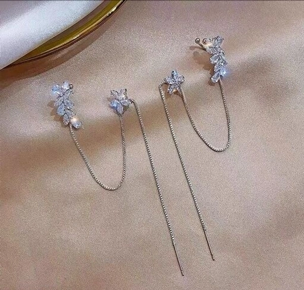Arzonai New Silver Studded Crystal Earrings 2pcs/se