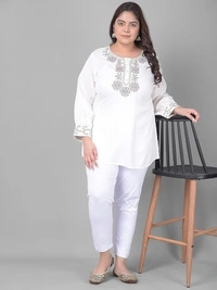 COMFORT LADY WOMEN MID RISE KURTI PANT (PLUS) COMFORT LADY - PLUS, White