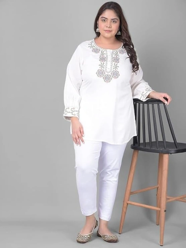 COMFORT LADY WOMEN MID RISE KURTI PANT (PLUS) COMFORT LADY - PLUS, White