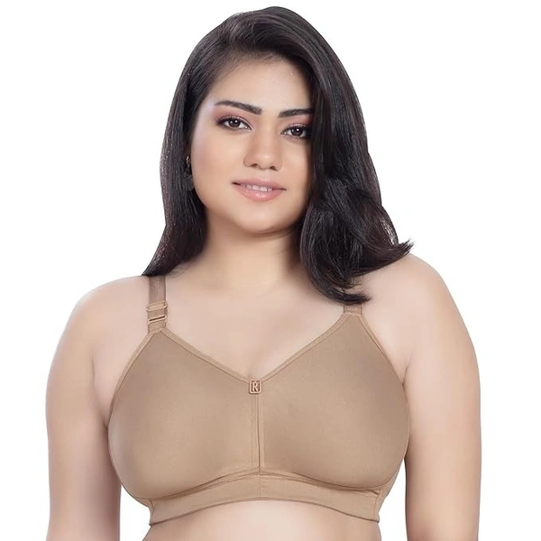 Trylo TRYLO Riza T-FIT Women's Bra | Non-Padded, Non-Wired, Full Coverage, Seamless | 100% Hosiery Cotton Fabric | Ultimate Comfort, Perfect Fit & Durability at the Right Price - 36D, Nude
