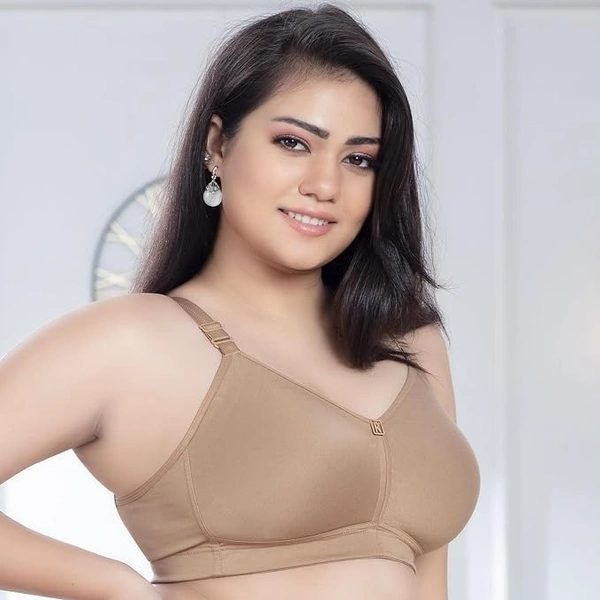 Trylo TRYLO Riza T-FIT Women's Bra | Non-Padded, Non-Wired, Full Coverage, Seamless | 100% Hosiery Cotton Fabric | Ultimate Comfort, Perfect Fit & Durability at the Right Price - 36D, Nude