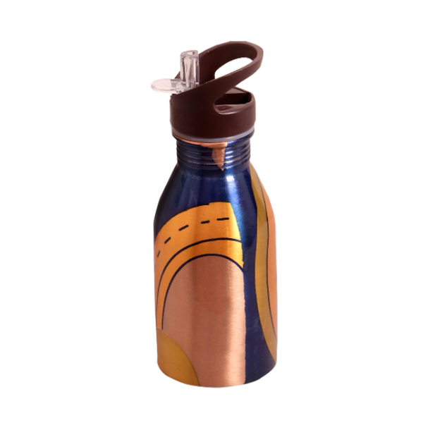 500ml Kids COPPER Bottle Abstract Blue Printed