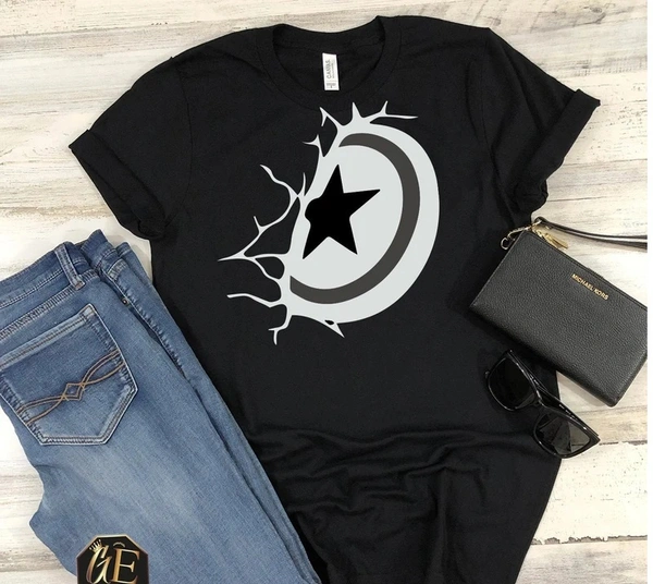 Marvel Captain America Shield Premium Tee - Unisex - Black, Medium (38)