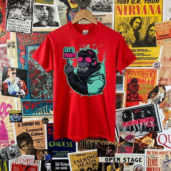 Lets Party Casual Wear Red Tee - Unisex - Red, Large (40)