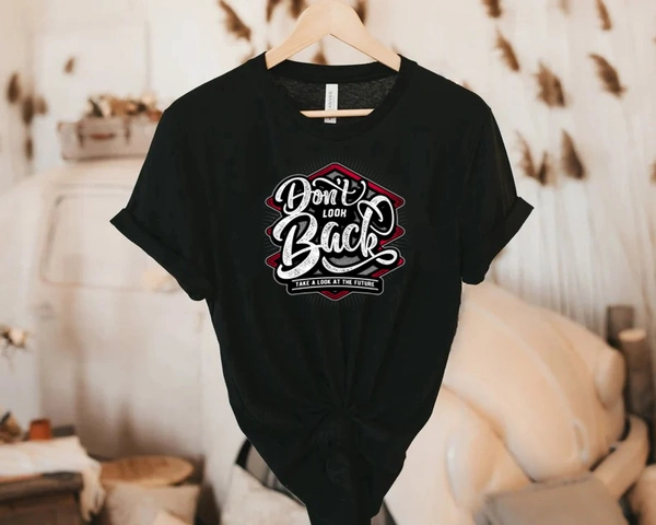 Don't Look Back Quote Tee - Unisex - Black, X-Large (42)