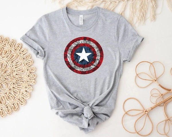 Marvel Captain America Shield Premium Tee - Unisex - X-Large, Grey