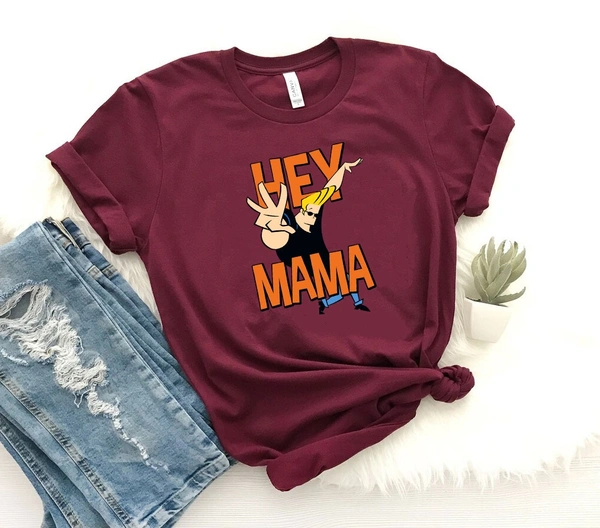 Toon Johny Bravo Hey Mama Tee - Unisex - Maroon, Large (40)
