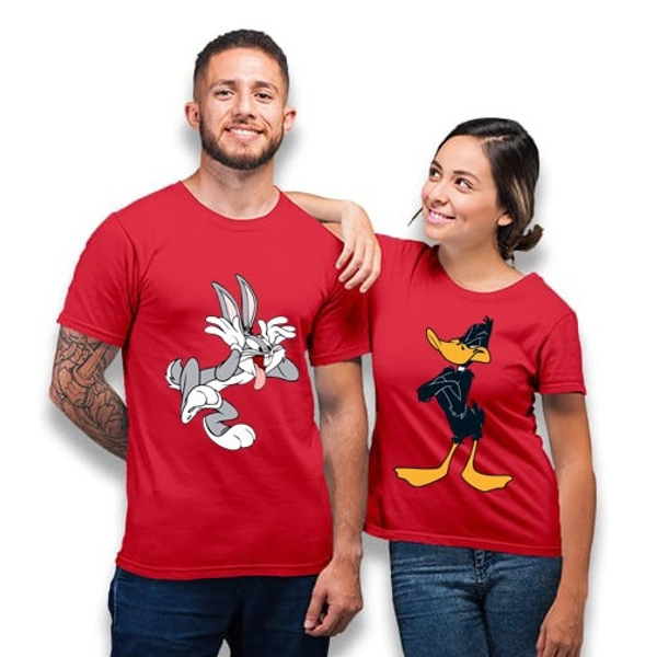 Bugs Bunny & Daffy Duck Couple Premium Tee - Unisex - Red, Men (XL - 42) & Women (XL - 42)