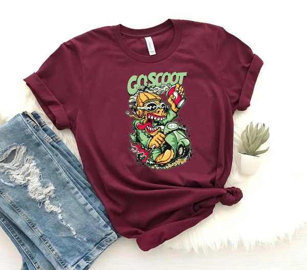 Go Scoot Funky Tee - Unisex - Maroon, Large (40)