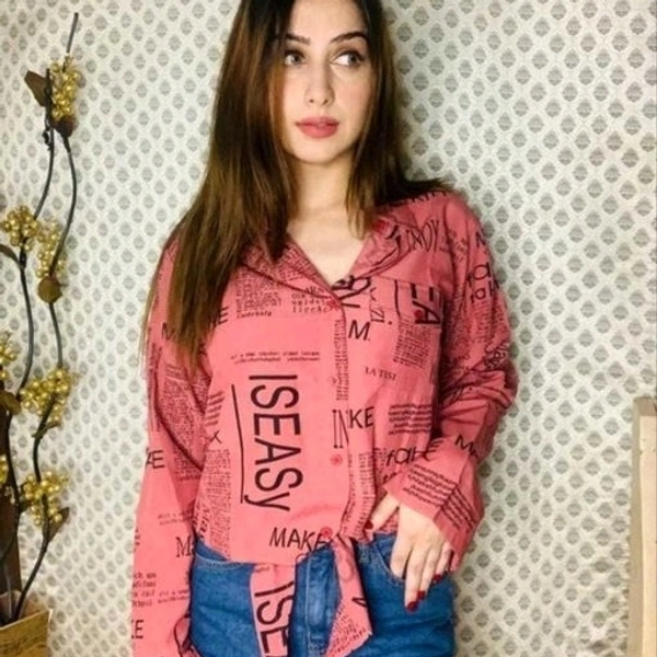 Red Colour Women's Crepe Paperprint Shirts