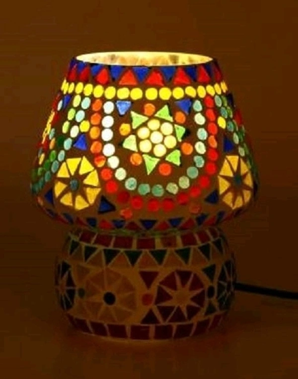 Decorative With Colorful Beads & Chips Glass Table Lamp* 