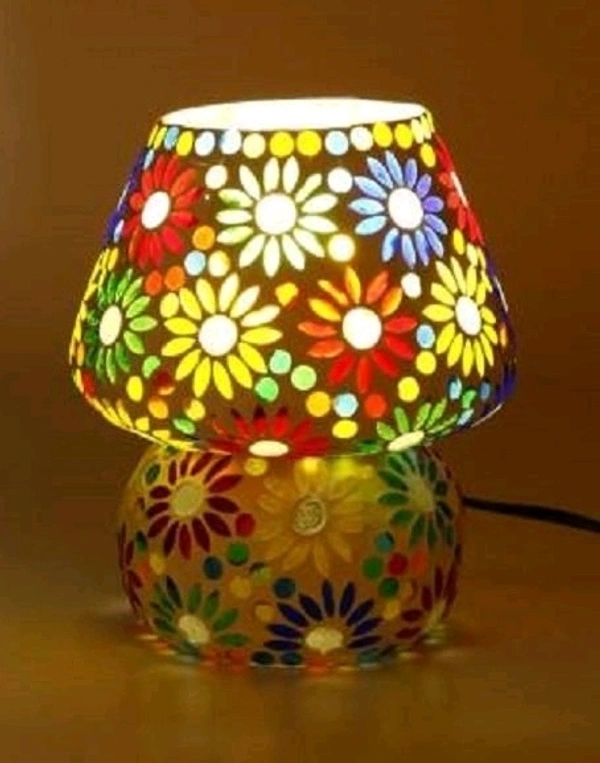 Decorative With Colorful Beads & Chips Glass Table Lamp* 