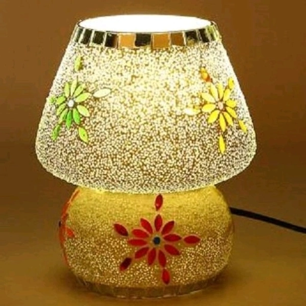 Decorative With Colorful Beads & Chips Glass Table Lamp* 