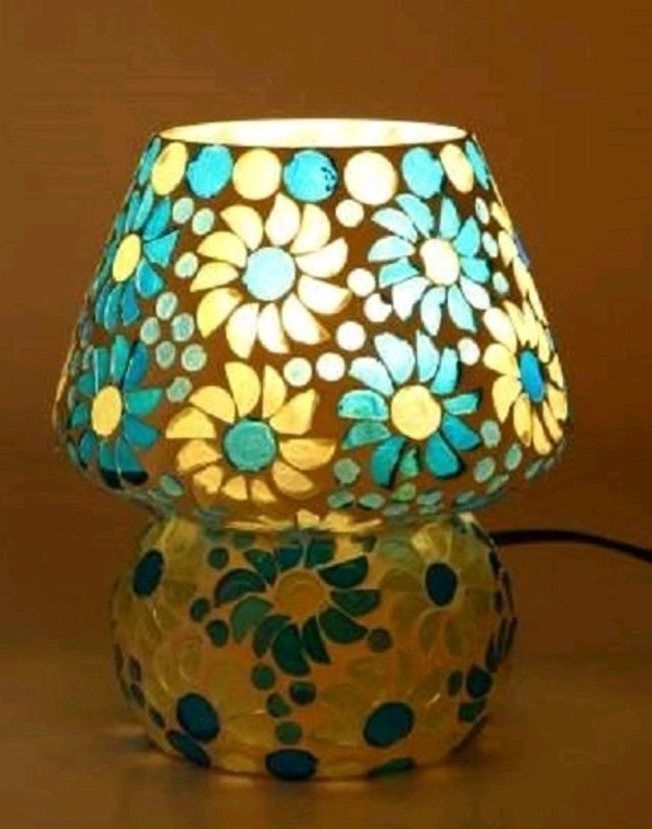 Decorative With Colorful Beads & Chips Glass Table Lamp* 