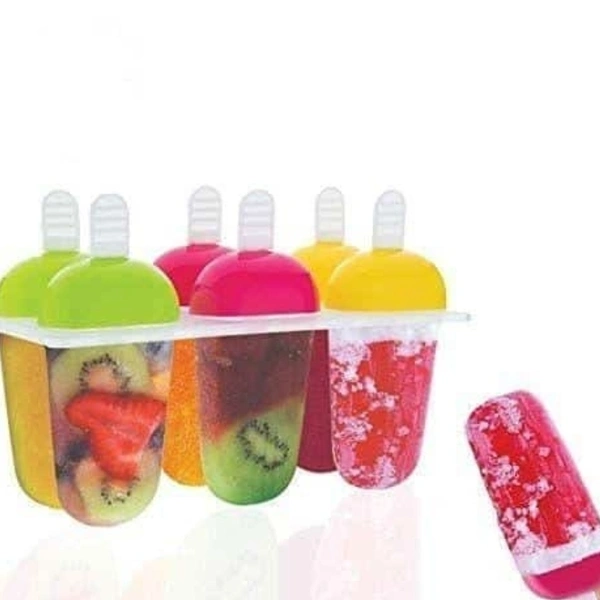 Candy Mould, Ice Candy Maker Plastic Frozen Ice Cream Mould Tray of 6 Candy with Reusable Stick