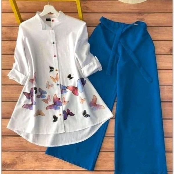 Classic Fashionable Women Top & Bottom Set - S (Top Bust : 36 in, Top Length : 35 in, Top Waist  Size: 32 in, Bottom Waist : 32 in, 