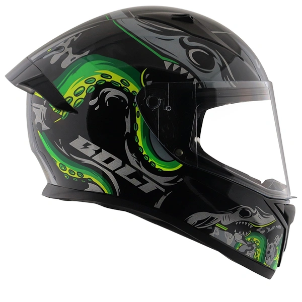 Vega Bolt Octopus Black Neon Green Glossy Helmet