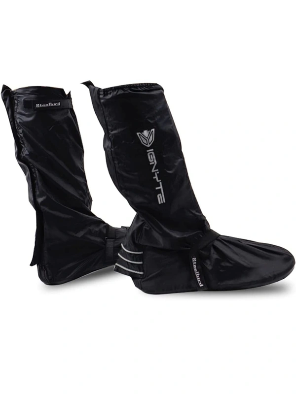 Steelbird Shoe Covers for Rider/Biker Boots with Reflective Piping | Waterproof Rain Shoes Covers Thicker Scootor Non-slip Boots Covers