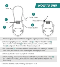 Helmet Lock for Bike Lock/Number Lock for Helmet/Extendable Cable Lock/Password Lock Telescopic Wire Rope (BLACK)