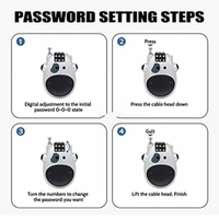 Helmet Lock for Bike Lock/Number Lock for Helmet/Extendable Cable Lock/Password Lock Telescopic Wire Rope (BLACK)