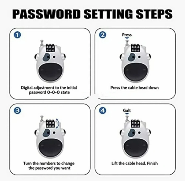 Helmet Lock for Bike Lock/Number Lock for Helmet/Extendable Cable Lock/Password Lock Telescopic Wire Rope (BLACK)