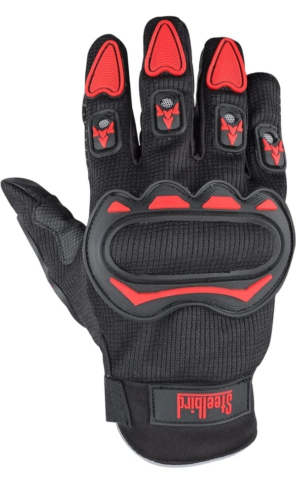 Steelbird Full Finger Riding Gloves (Black/Red) 