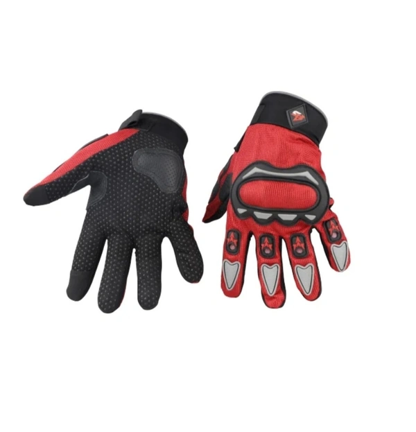 Steelbird Full Finger Riding Gloves (Red/Grey)