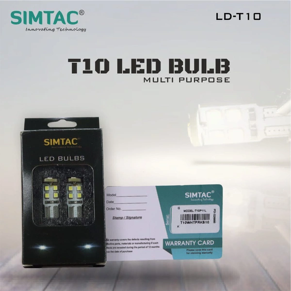 Simtac | 360° T10 LED Bulb For Multi Purpose | T10 ( PRK ) 