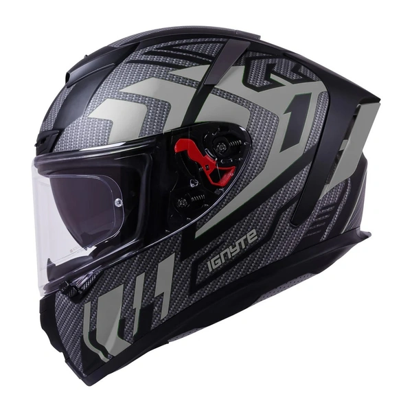 Ignyte IGN-4 Atomixx ISI/DOT Certified Full Face Graphic Helmet with Outer Anti-Fog Clear Visor and Inner Smoke Sun Shield (Matt Black Grey)